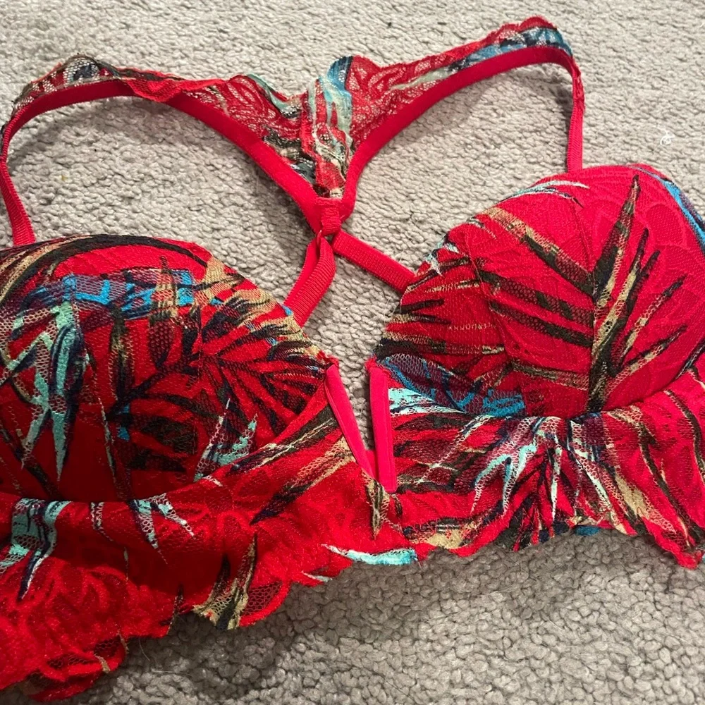 Victoria's Secret Red and Blue Tropical Print Bralette - Picture 2 of 5